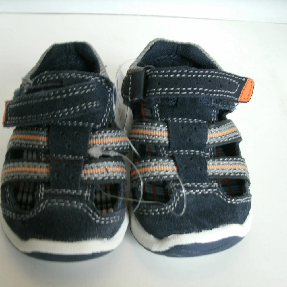 Genuine Kids Oshkosh Boys Sandals Closed Toe Blue Orange Size 2 Baby New